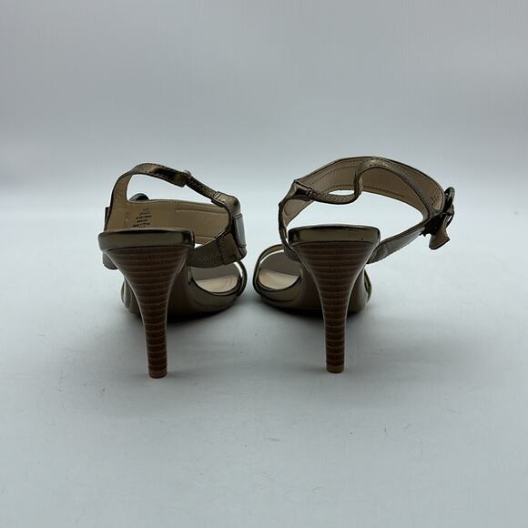LIZ CLAIBORNE Metallic Gold Open Toe Slingback‎ High Heel Pump Shoes Size 6.5 - Picture 4 of 9